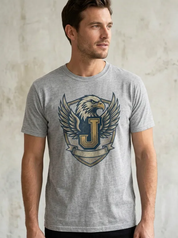 Men's Eagle Letter J Shield Graphic Graphic Tee