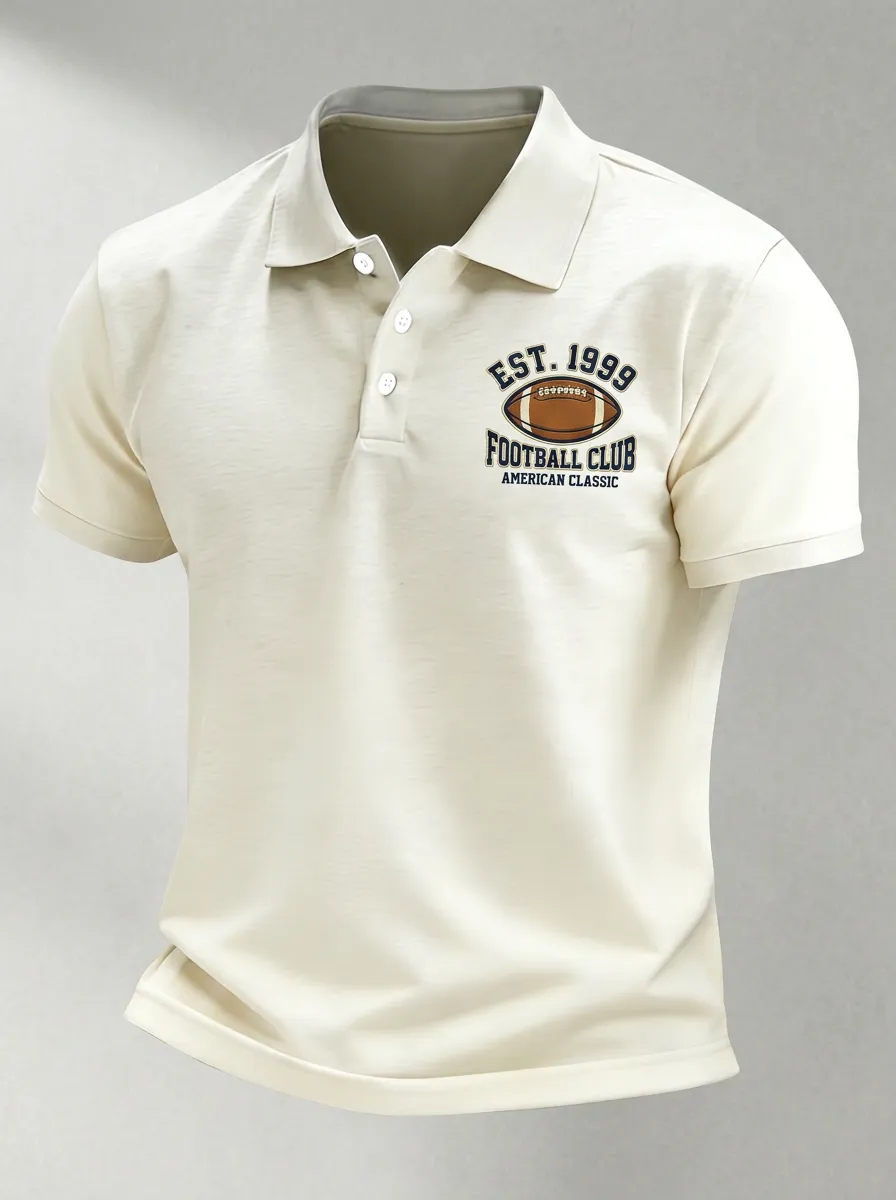Men's American Football Lover Est Graphic Polo Shirt
