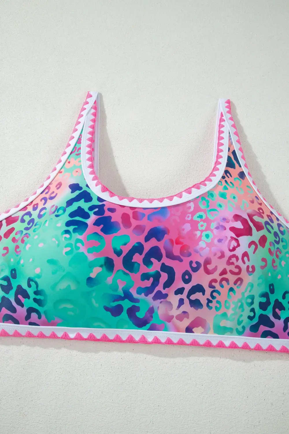 Leopard Ricrac Trim Square Bikini Swim Set