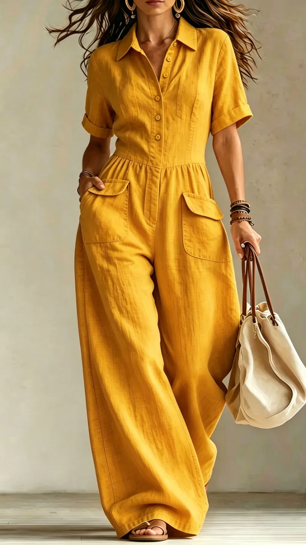 Button Detail Jumpsuit