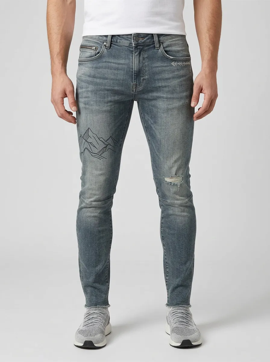 Men's Mountain Nature Mountain Graphic Slim-Fit Jeans
