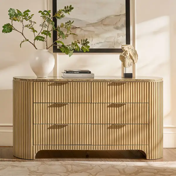 Fluted Marble Top Dresser