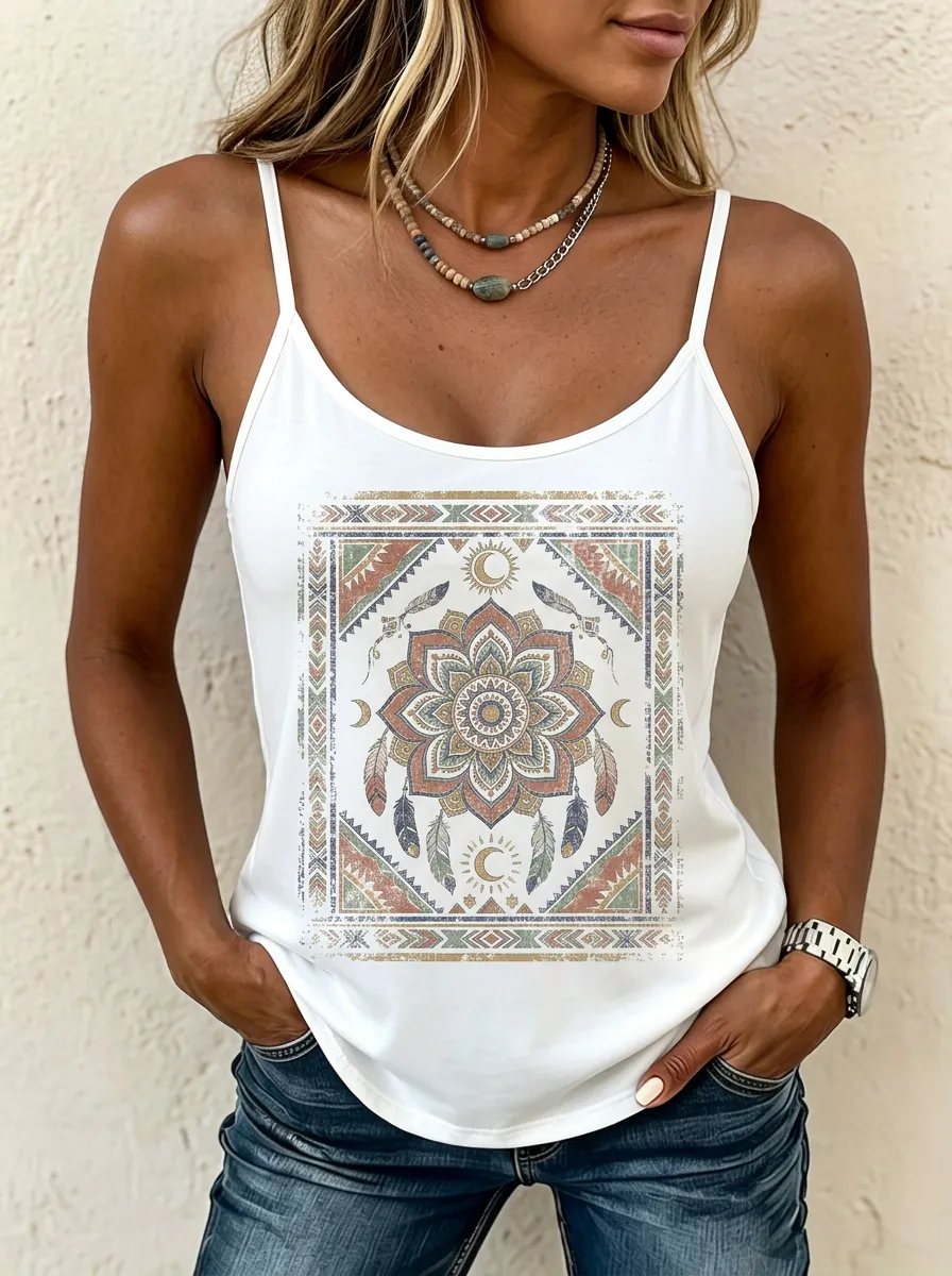 Boho Mandala Moon Tank Top Classic