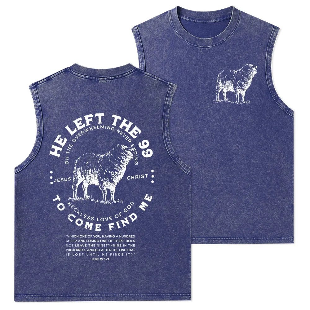 He Left The 99 To Rescue Me Christian Washed Tank Top