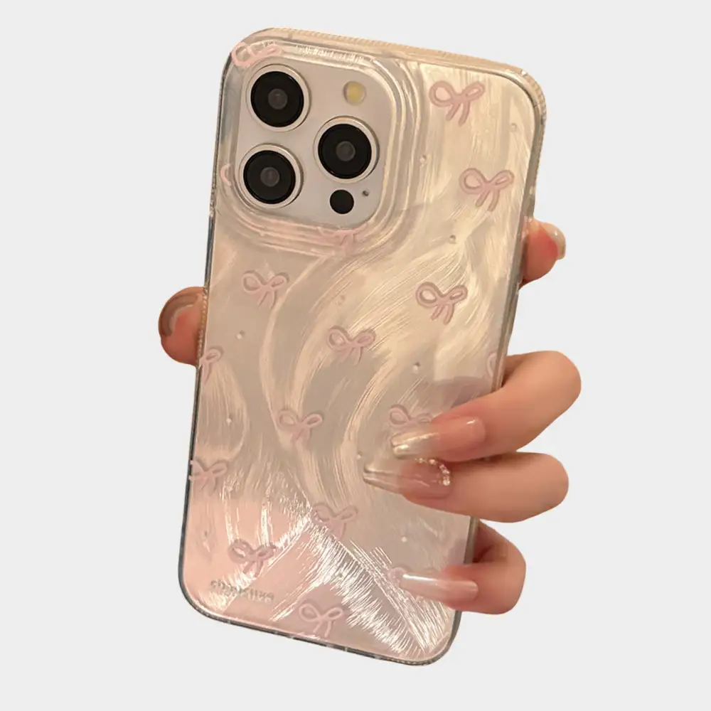 Bow Cat Textured Wave Textured Phone Case