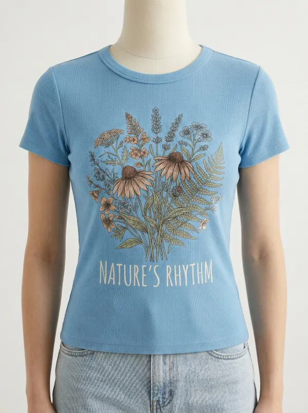 Nature Rhythm Wildflower Bouquet Ribbed T-Shirt