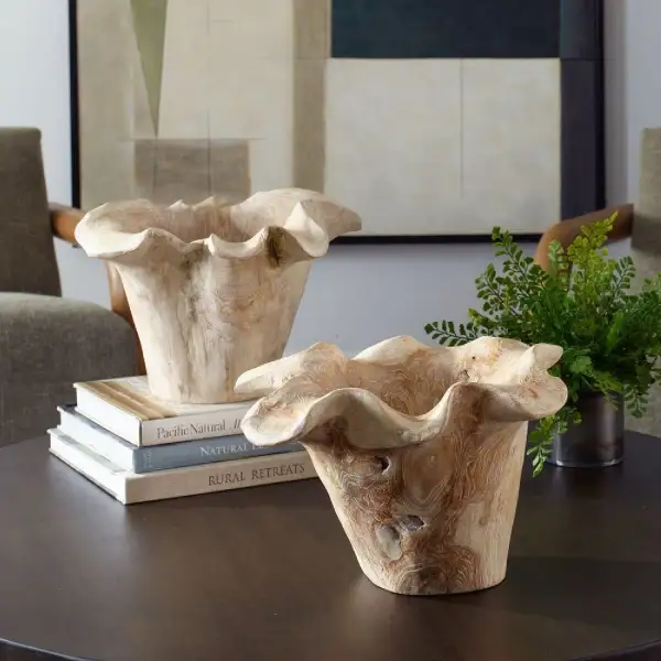 Teak Wavy Indoor Outdoor Bowl