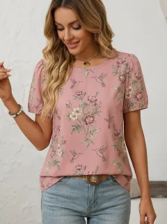 Floral Nature Women's Loose Printed T-Shirt