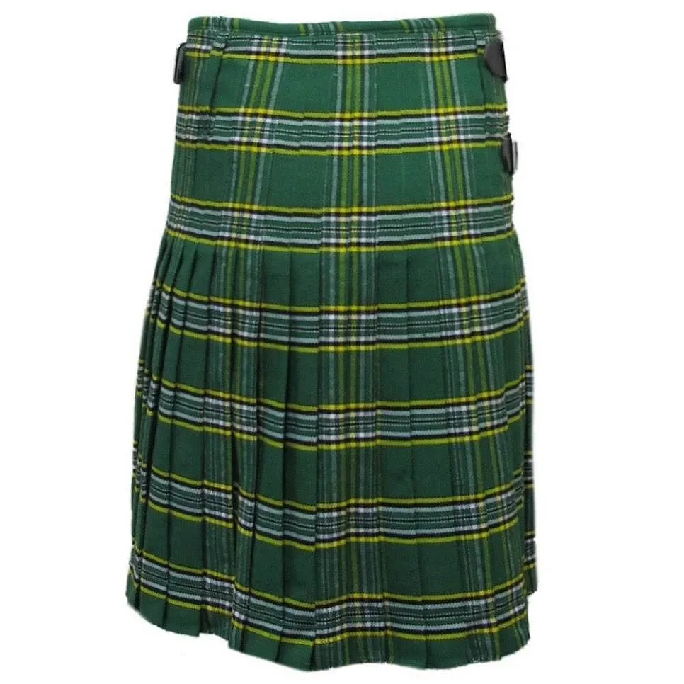 Green Plaid Side-Buttoned Mini Skirt