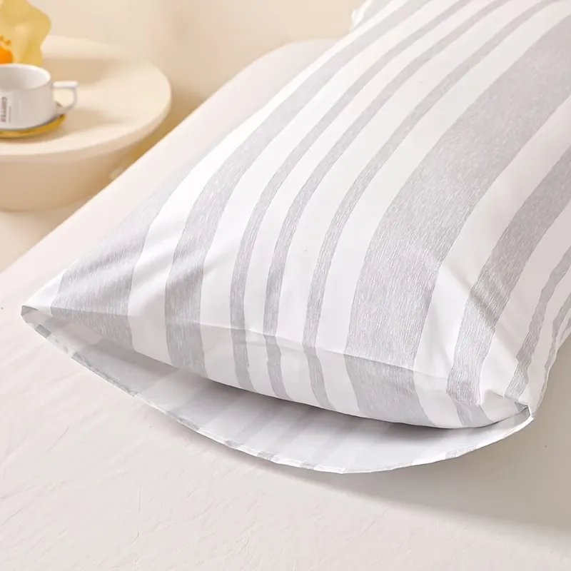 2 Pcs Dual-Tone Stripe Pillow Cover