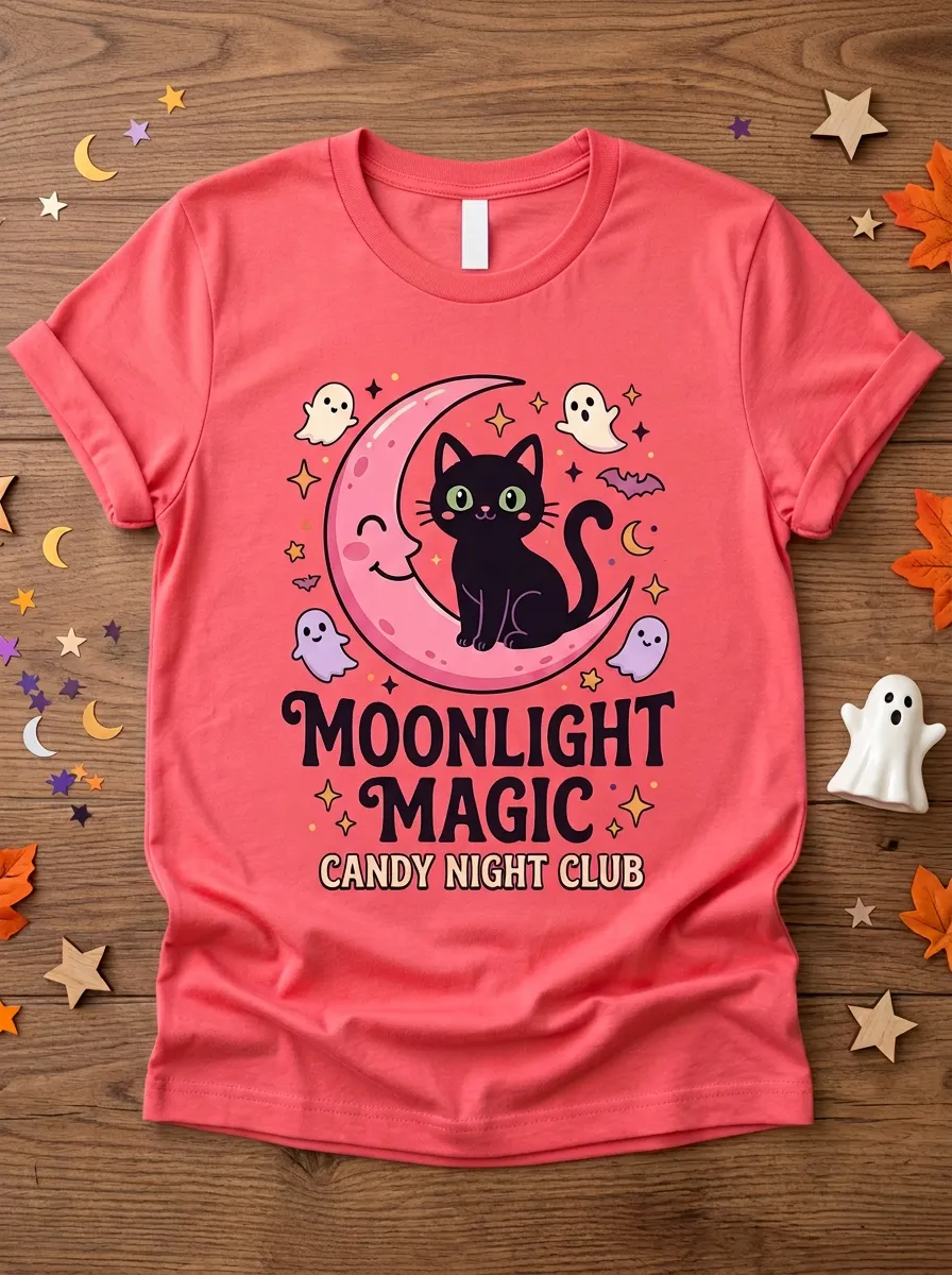 Ghost -Cat Halloween Graphic T-Shirt