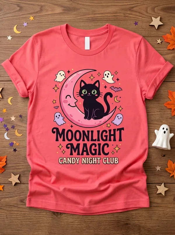 Ghost -Cat Halloween Graphic T-Shirt
