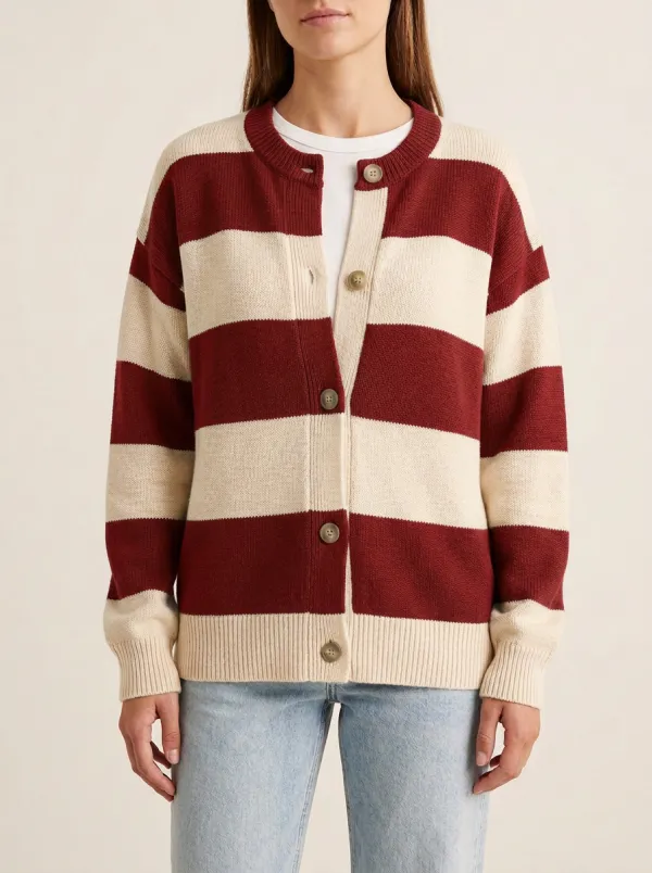 Weekend Distinctive Rugby Striped Knit Cardigan