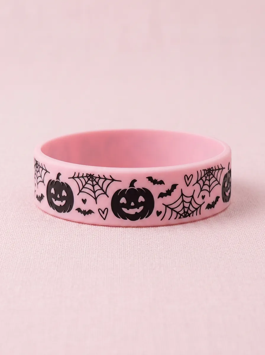 Pumpkin Bat Spiderweb Halloween Graphic Wristband