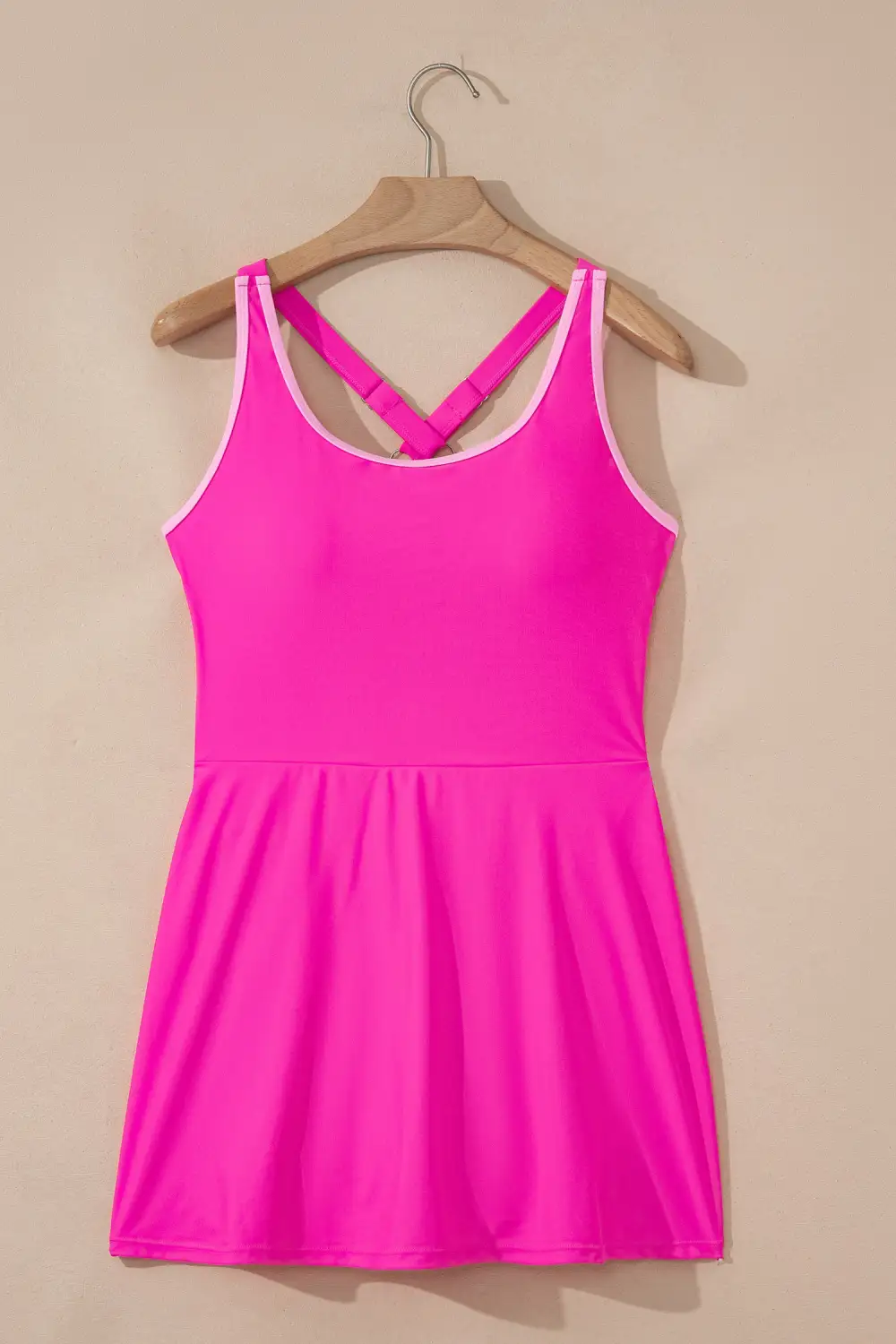 Contrast Trim Neckline Swim Dress