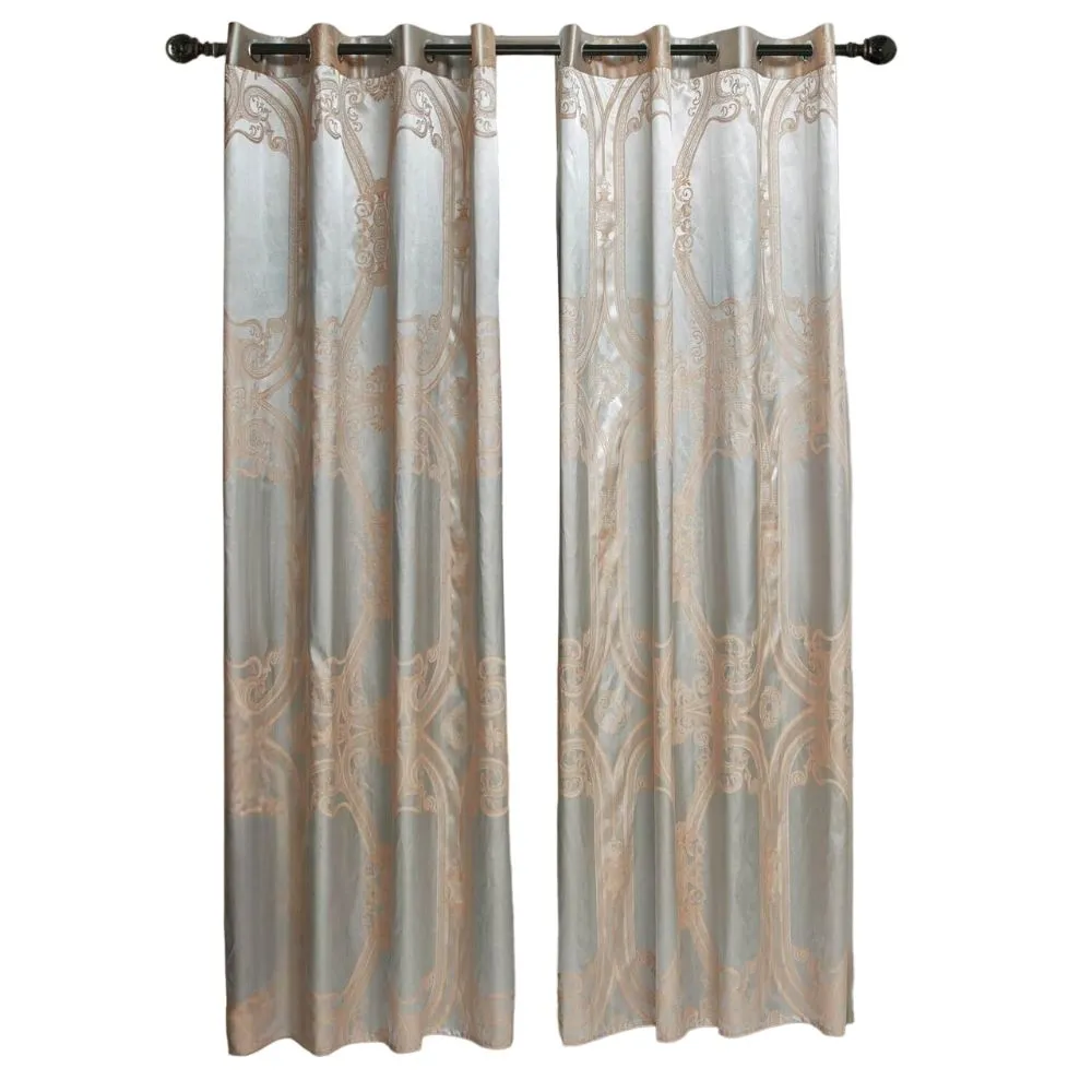Tailored Semi-Blackout Damask Grommet Modern Curtain Panel