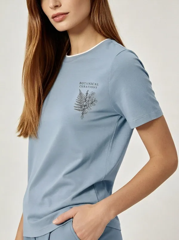 Women's Nature Lover Botanical Fern Eucalyptus Printed T-shirt