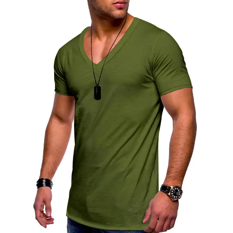 Men's V-Neck T-Shirt Fine Jersey With Slim Silhouette And Flat Seams
