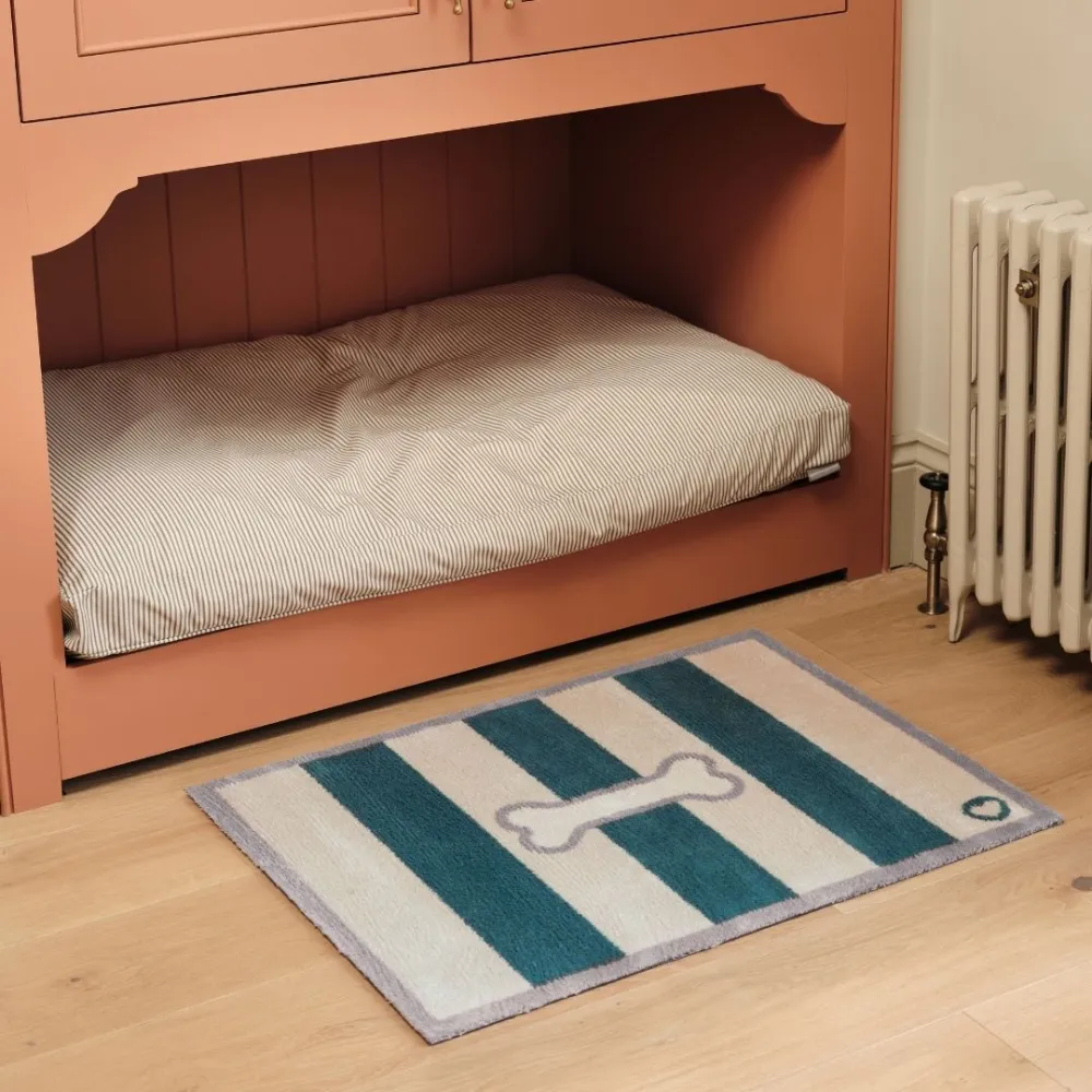 Bone Stripe Washable Door Mat