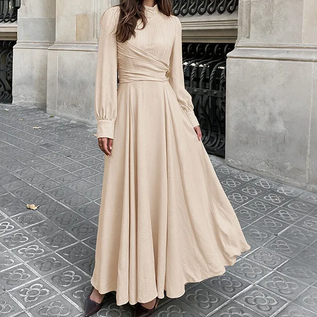 Women's High-Neck Ruffled Maxi Dress