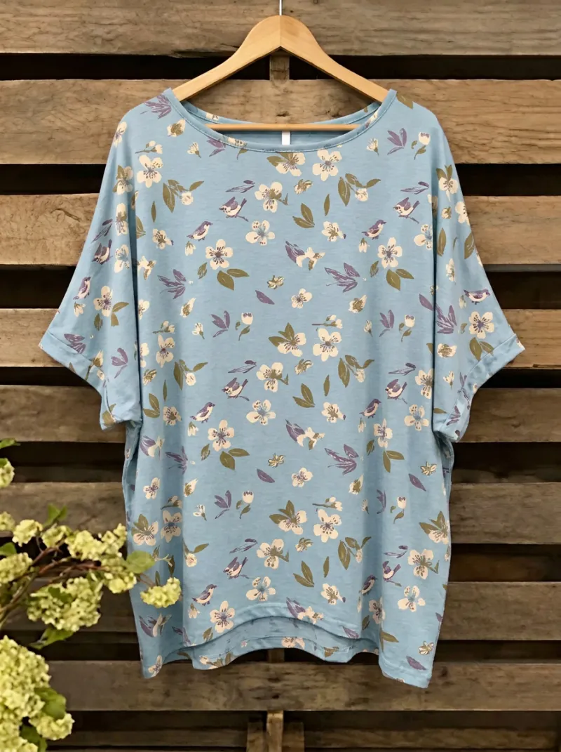Nature-Inspired Cherry Blossom Women's Loose Printed T-Shirt