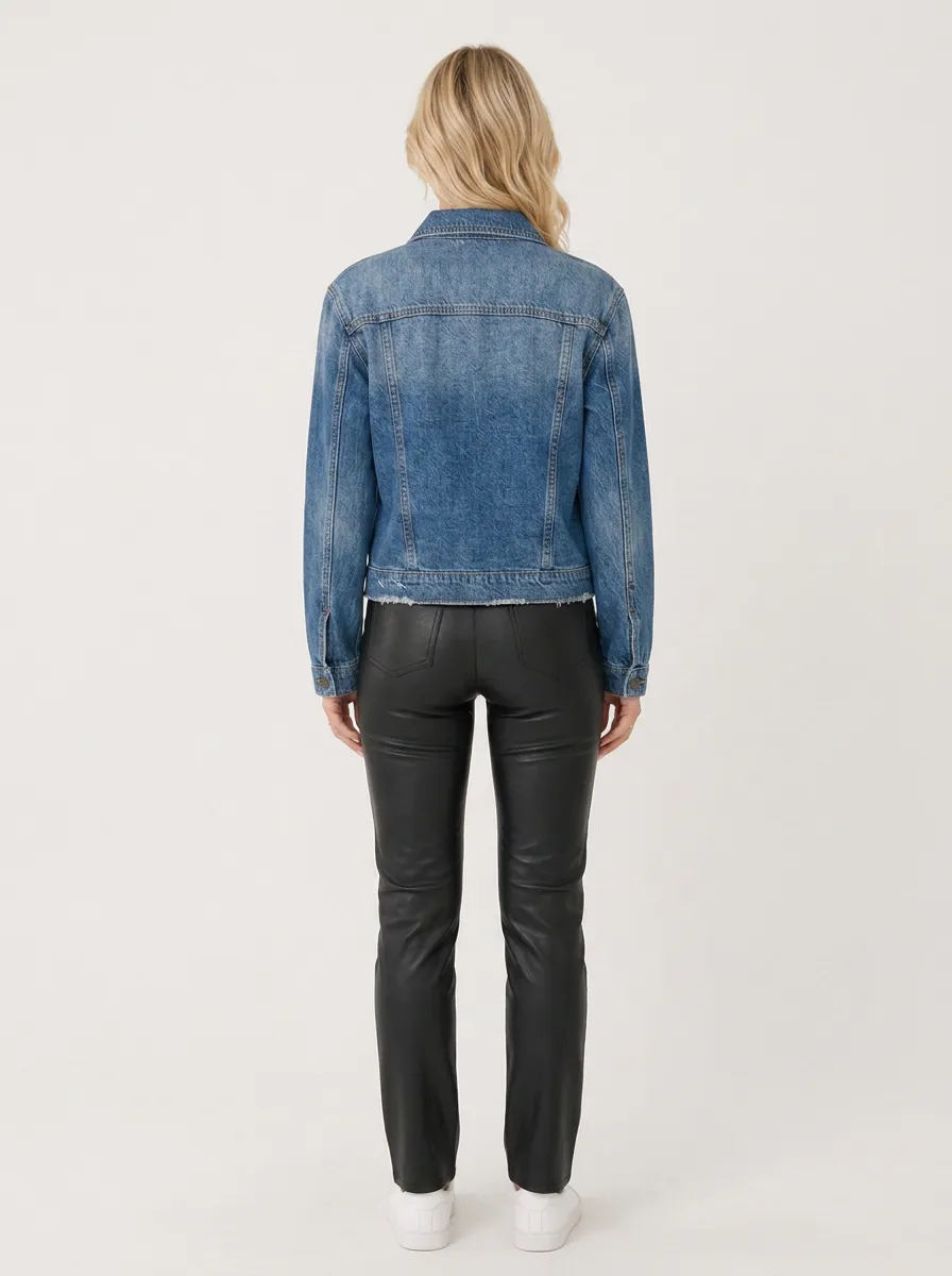 Women's Casual Fashion Paint Splatter Printed Denim Jacket