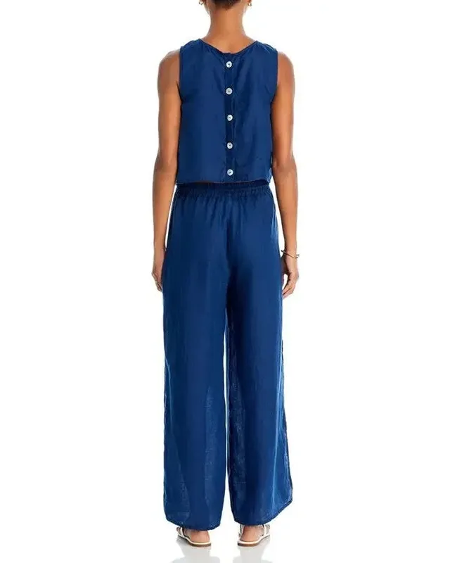 Linen Blend Drawstring Cover Up Pants