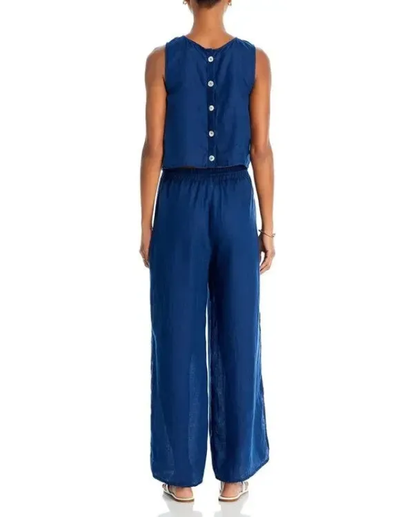 Linen Blend Drawstring Cover Up Pants