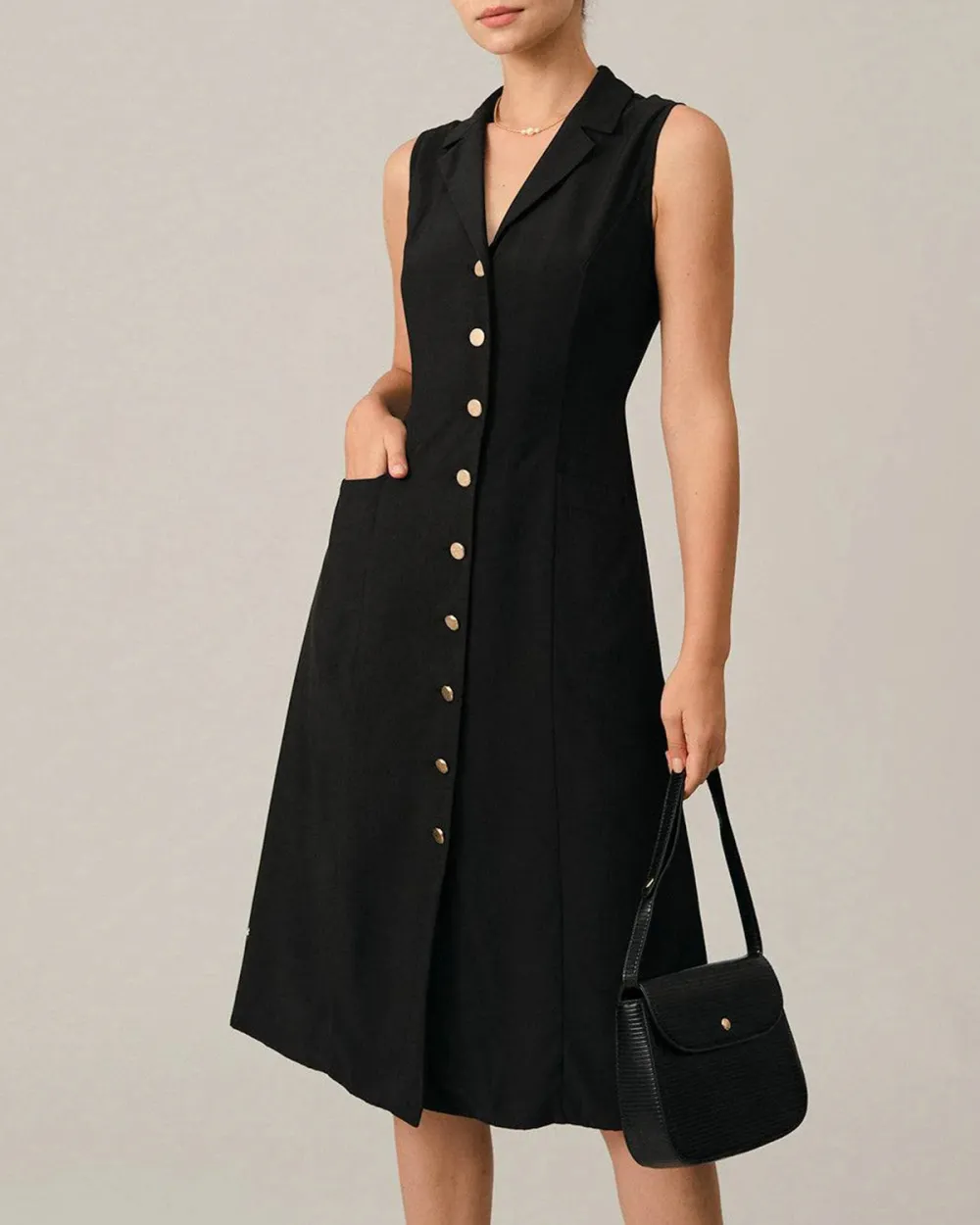 Cotton Fabric Black Dress