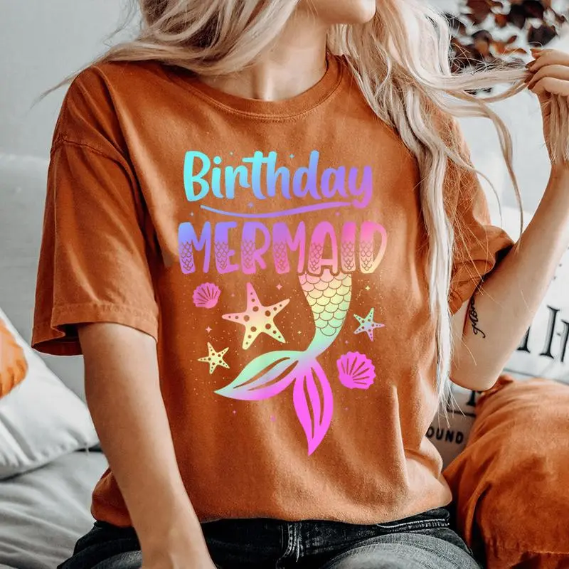 Birthday Mermaid Party N Girl Mermaid Women Women's Oversized Comfort T-Shirt