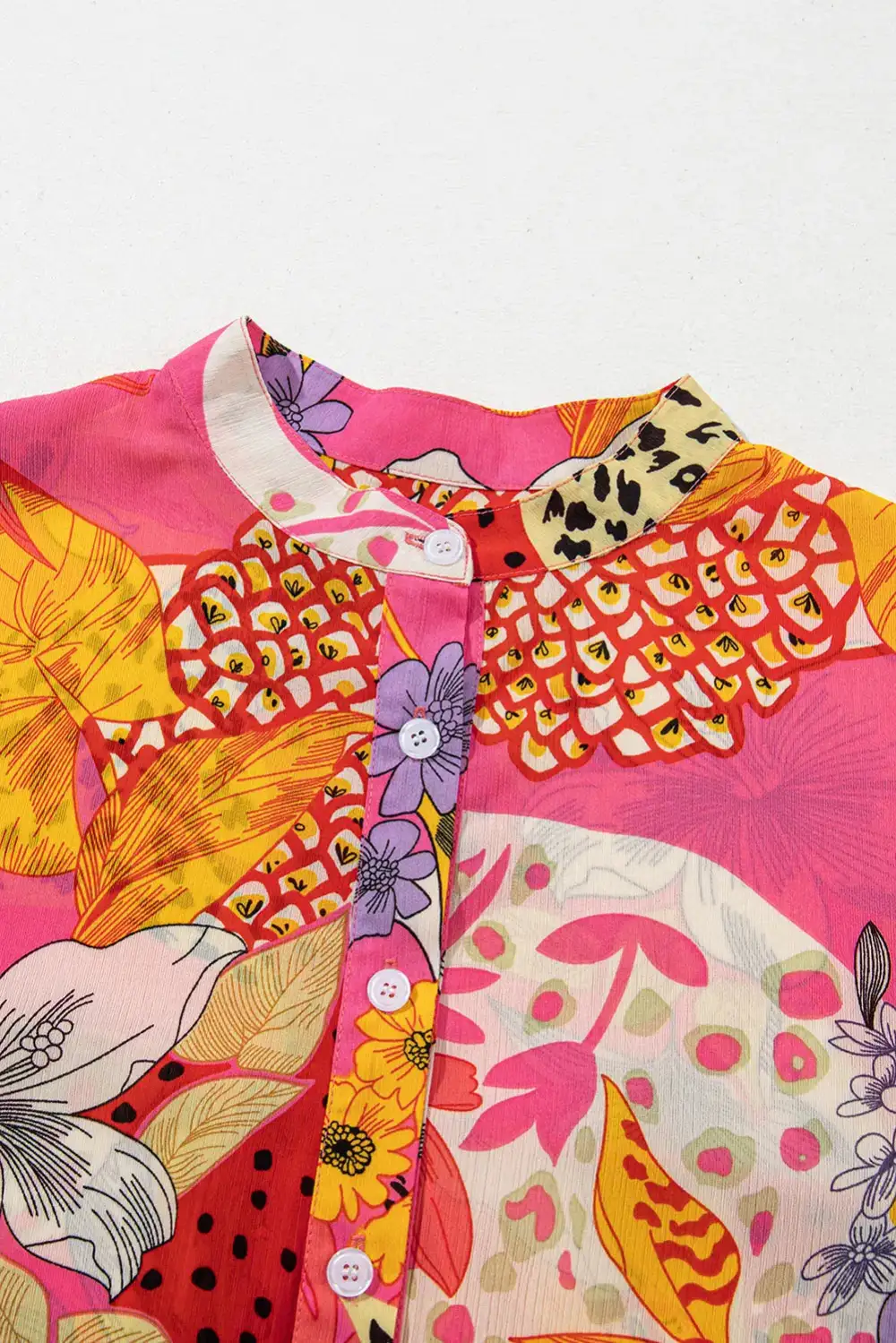 Floral Abstract Print Ruffled Shirt Blouse