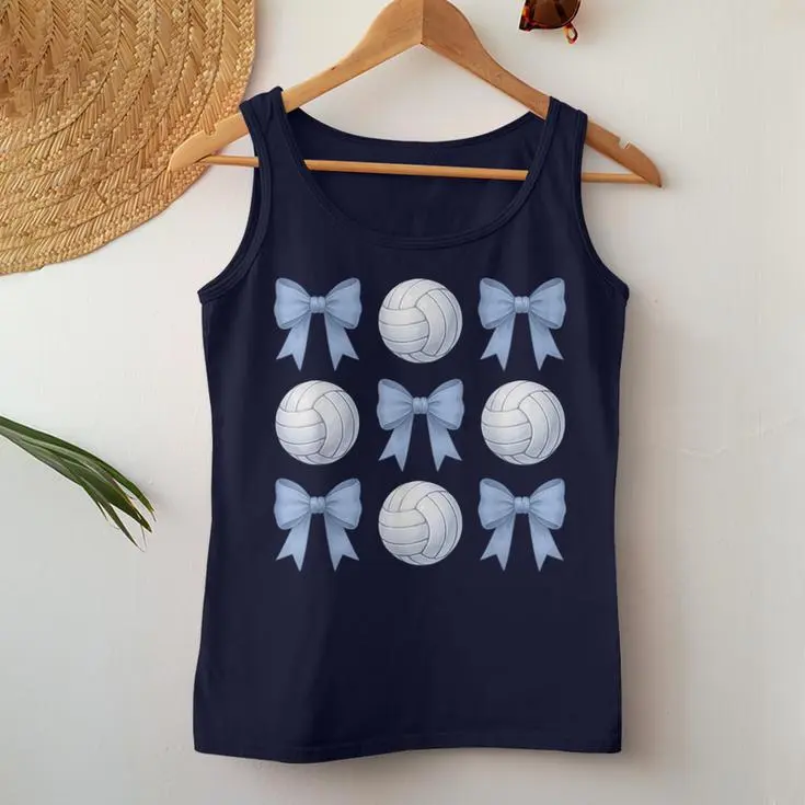 Volleyball Blue Bow Cute Women Tank Top