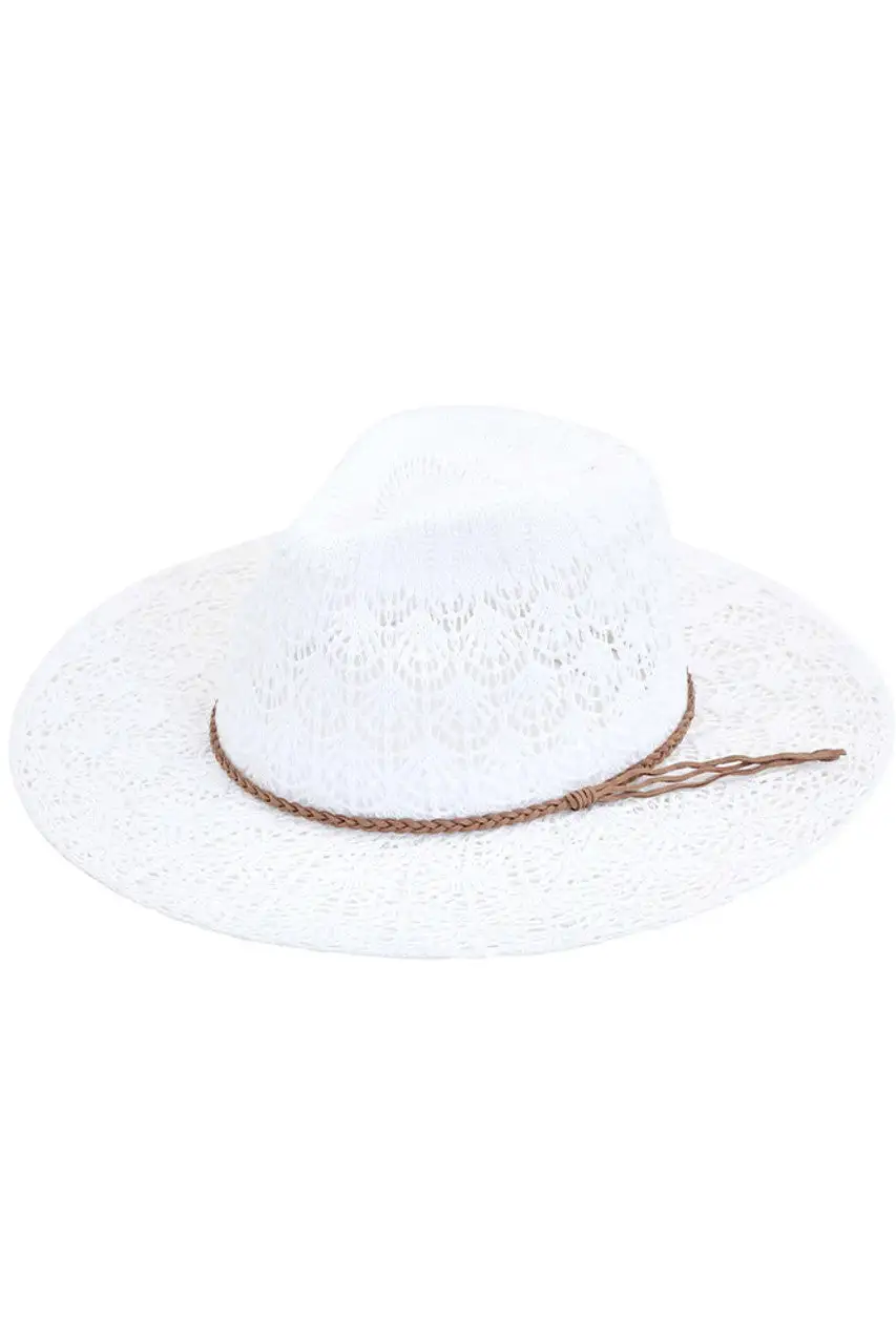 Horseshoe Lace Knitting Wide Brim Hat