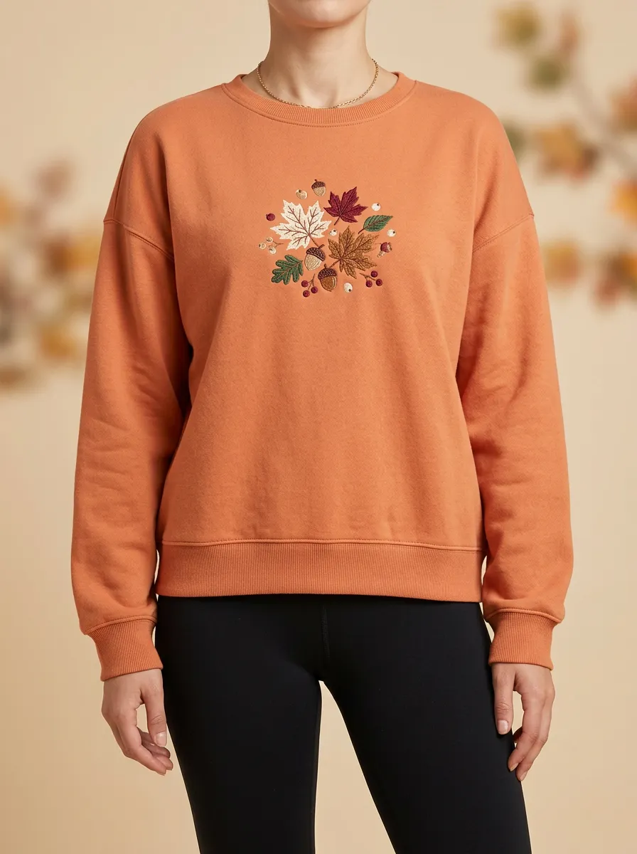Relaxed Embroidered Acorn Graphic Sweatshirt