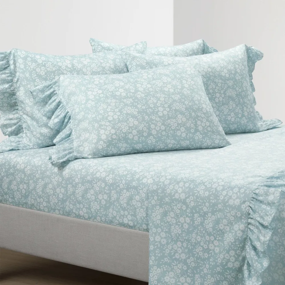 Floral Ruffled Garden Sheet Bedding Set