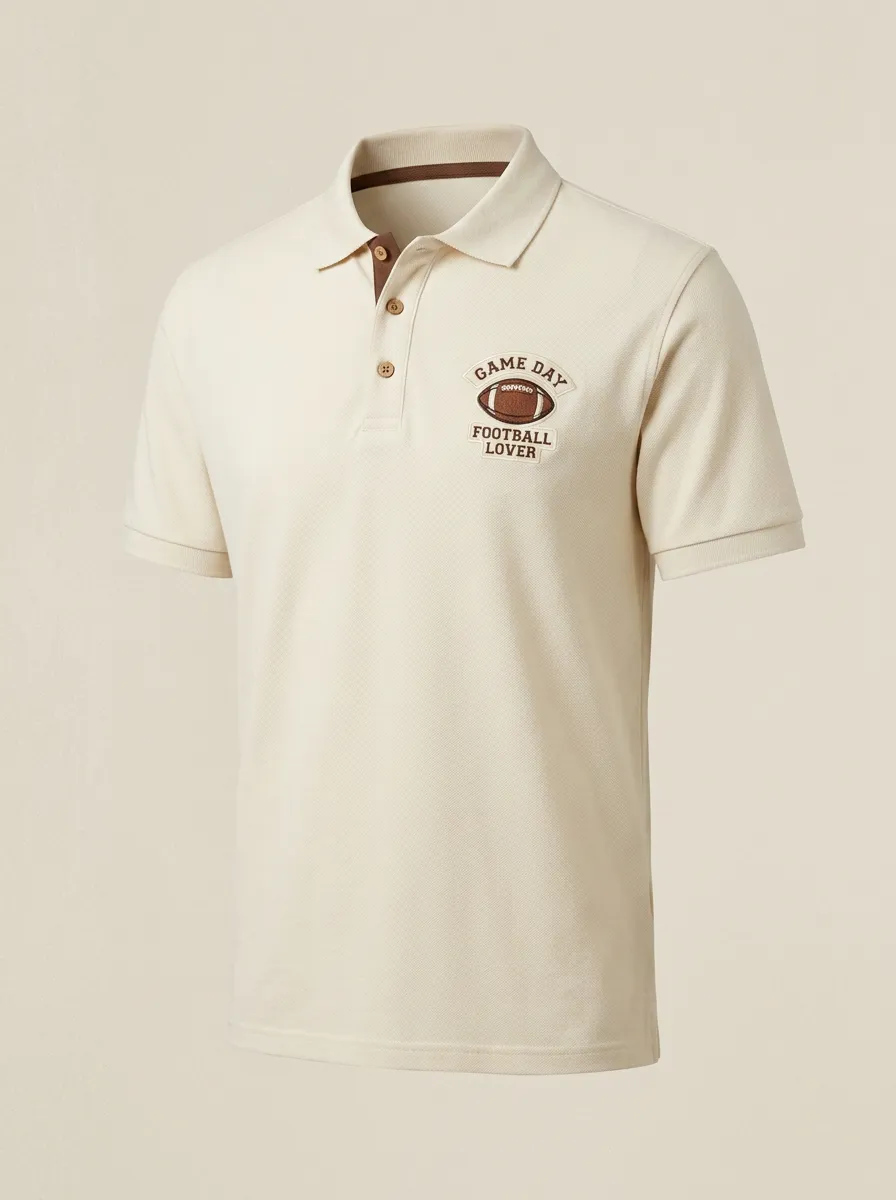 Men's Football Lover Game Day Graphic Printed Polo Shirt