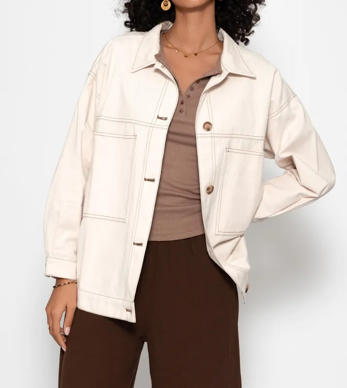 Beige Blouse Everyday Jacket