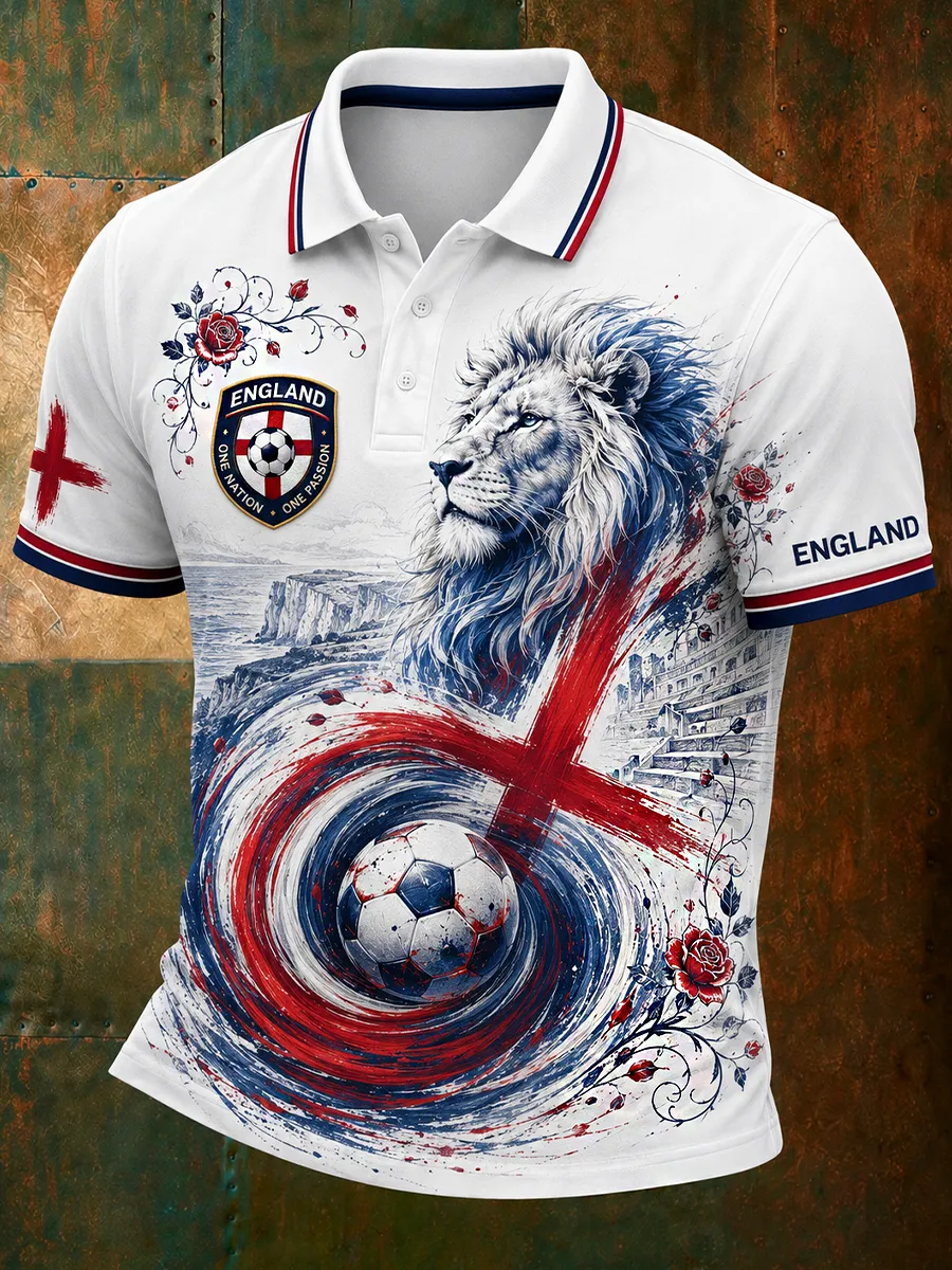 Men'S English Football Enthusiast English Printed Polo Shirt