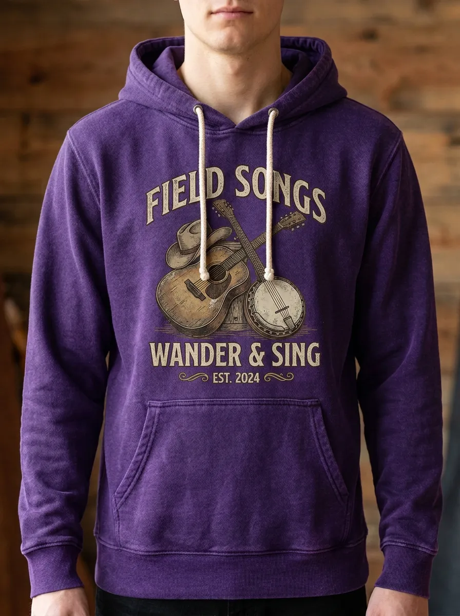 Guitar Banjo Cowboy-Hat Men's Country Music Printed Hoodie