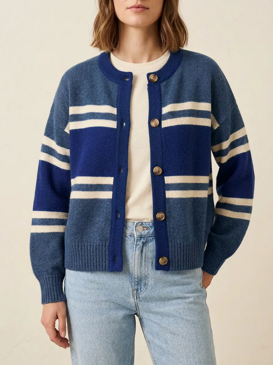 Match Day Rugby Striped Knit Cardigan