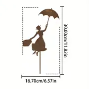 Vintage Umbrella Lady Garden Stake