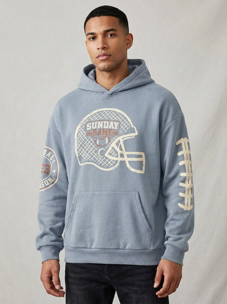 Men's American Football Sunday Game Helmet Hoodie