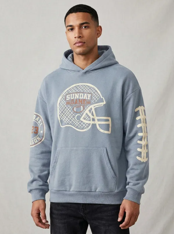 Men's American Football Sunday Game Helmet Hoodie