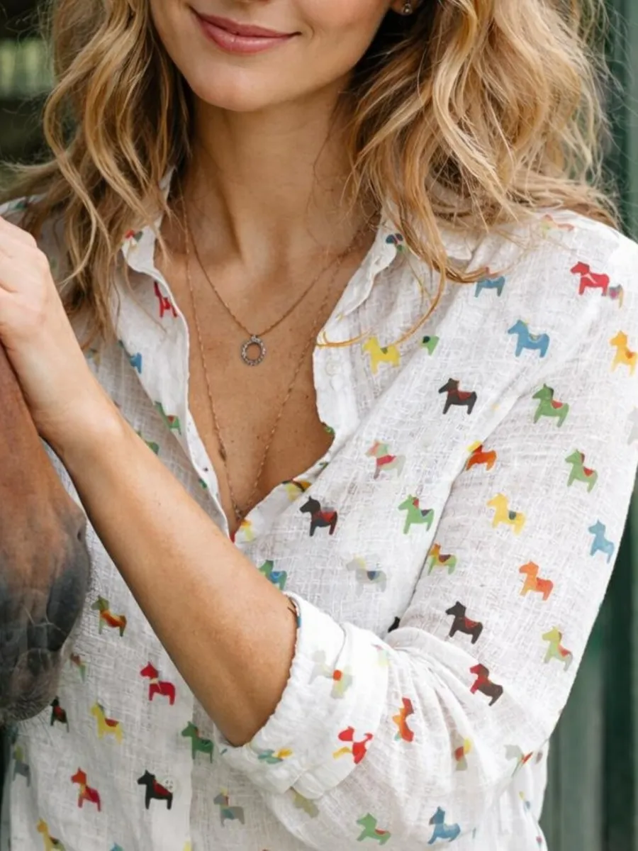Colorful Horse Print Shirt