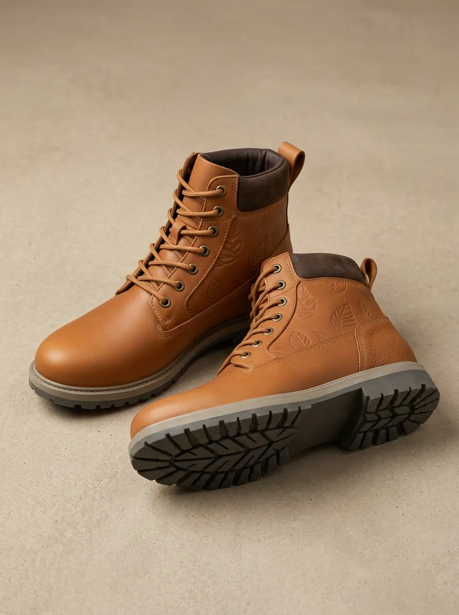 Unisex Nature Lover Leaf Pattern Print Work Boots