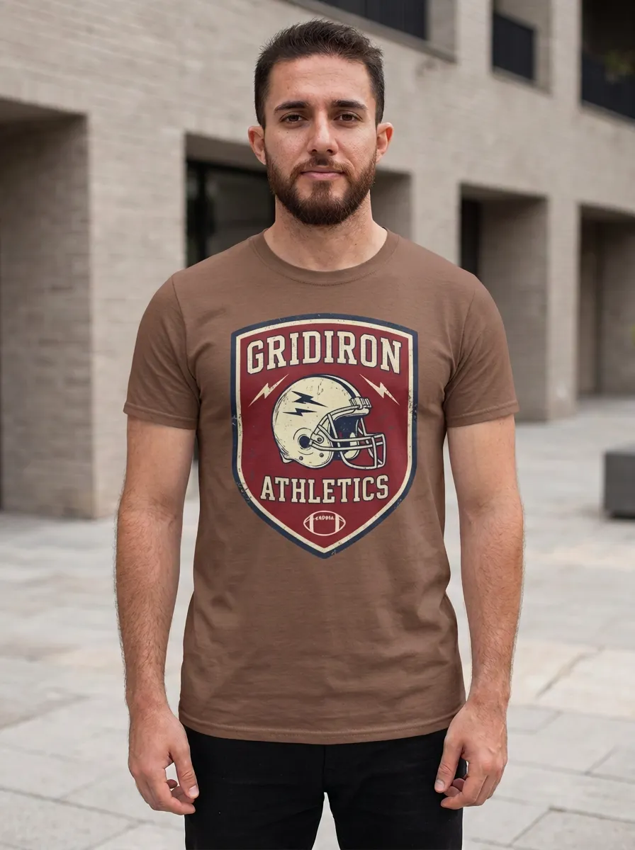 Men's American Football Lover Gridiron Athletics Helmet Printed T-Shirt