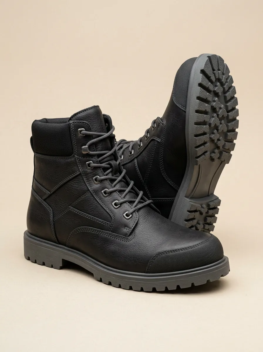 Unisex Streamlined Tactical Outdoor Leather Print Work Boots