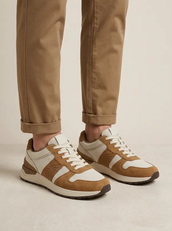 Unisex Casual Suede Wavy Pattern Print Sneakers