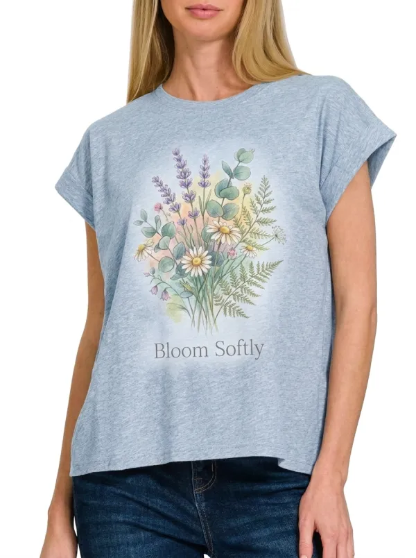 Women's Floral Nature Lover Lavender Daisy Printed T-shirt
