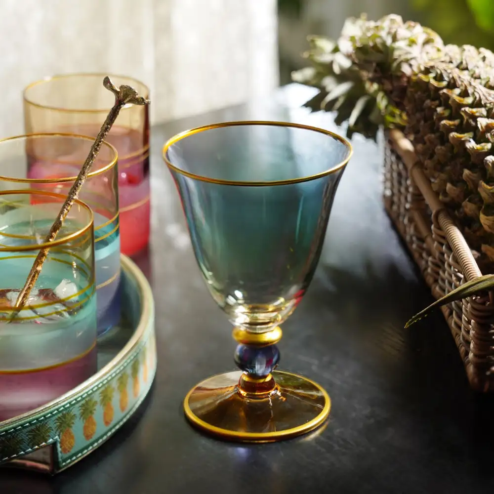 Blue Green Ombre Wine Glass Set